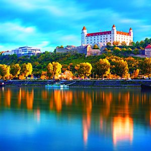 Bratislava,Historical,Center,With,The,Castle,Over,Danube,River,,Bratislava, BRATISLAVA, SLOVAKIA
